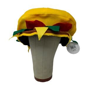 Cheeseburger Hat Hamburger Novelty Costume Yellow W/Tags Age 5 And UP
